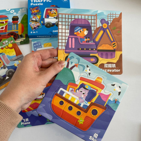 Пазли-вкладиші Транспорт 6 дошок 14*14см С 74366