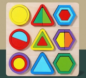 Дерев'яна рамка Половинки, пазл, головоломка, рамка - вкладиш Геометричні фігури та дроби