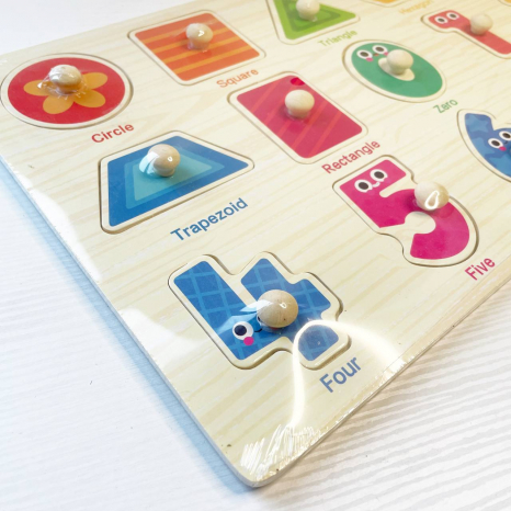 Деревянная рамка – вкладка большого формата с ручками Цифры и геометрические фигуры, C 75534