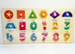 Деревянная рамка – вкладка большого формата с ручками Цифры и геометрические фигуры, C 75534