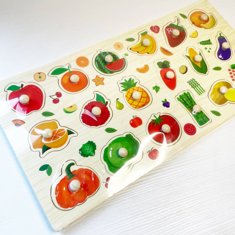 Дерев'яна рамка - вкладка великого формату з ручками Фрукти та овочі