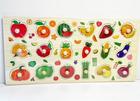 Дерев'яна рамка - вкладка великого формату з ручками Фрукти та овочі