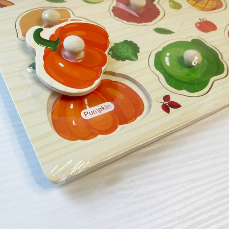 Дерев'яна рамка - вкладка великого формату з ручками Фрукти та овочі