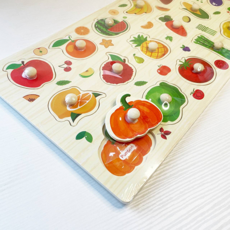Дерев'яна рамка - вкладка великого формату з ручками Фрукти та овочі