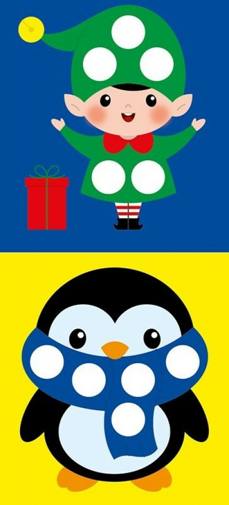 Мозаїка з наліпок : Сніговик. Колір