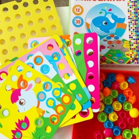 Мозаїка для самих маленьких Гудзики Тварини, 12 трафаретів