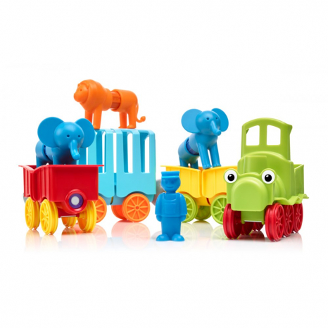 Ігровий набір для конструювання (магнітний конструктор) Мій перший потяг з тваринами  SMX 410  SmartMax