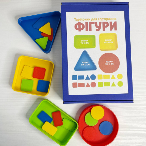 Кольорові тарілочки для сортування Фігури
