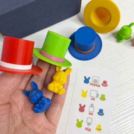 Гра на відпрацювання прийменників Чотири Капелюхи SP