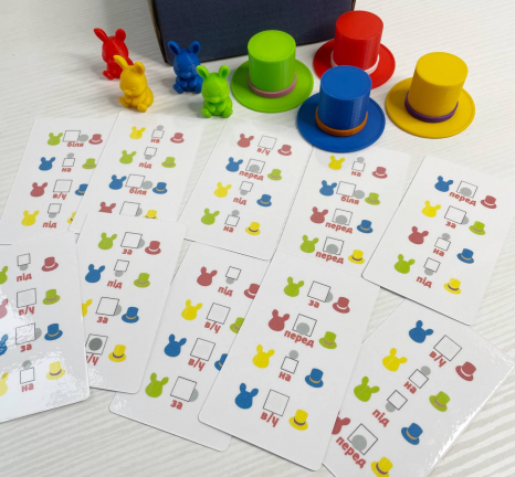 Гра на відпрацювання прийменників Чотири Капелюхи SP