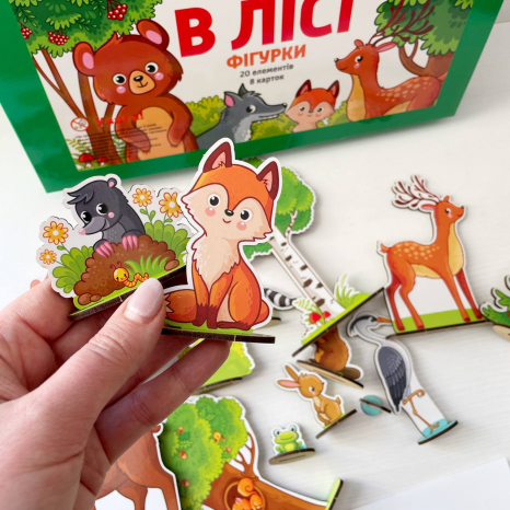 Деревяна гра В Лісі на розвиток просторового мислення з фігурками та картками завданнями SP