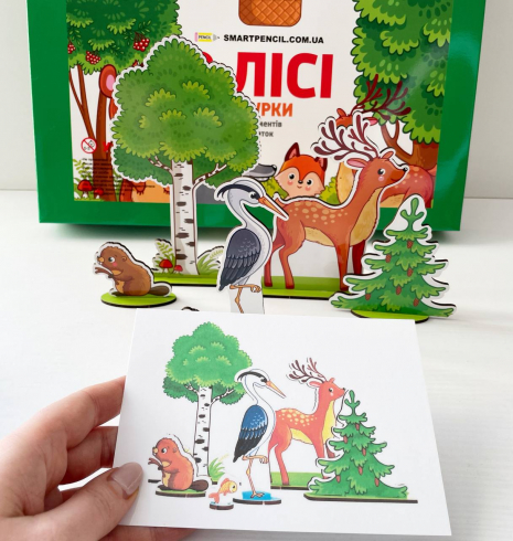 Деревяна гра В Лісі на розвиток просторового мислення з фігурками та картками завданнями SP