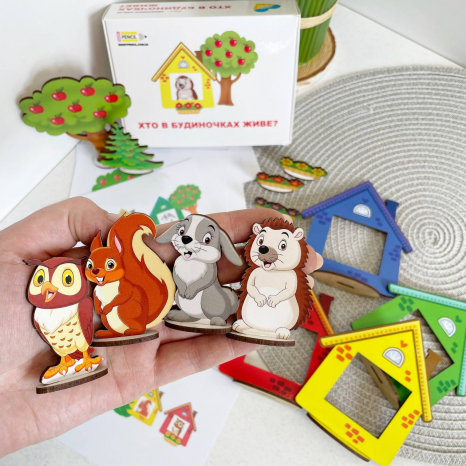 Дерев'яна гра - сортер на просторову орієнтацію "Хто у будиночках живе?" SP