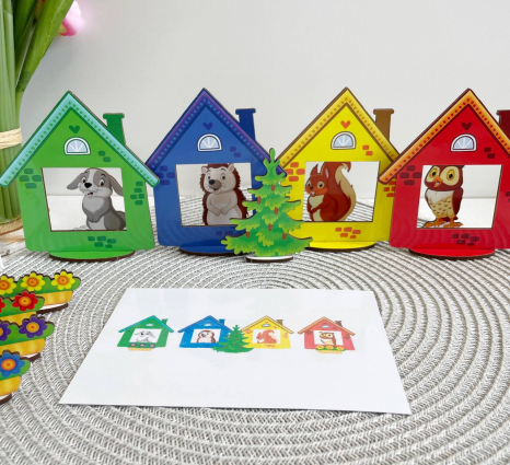 Дерев'яна гра - сортер на просторову орієнтацію "Хто у будиночках живе?" SP