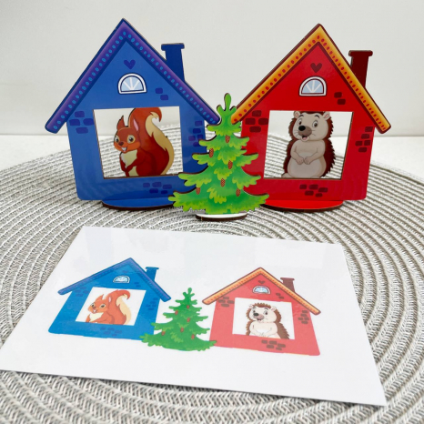 Дерев'яна гра - сортер на просторову орієнтацію "Хто у будиночках живе?" SP