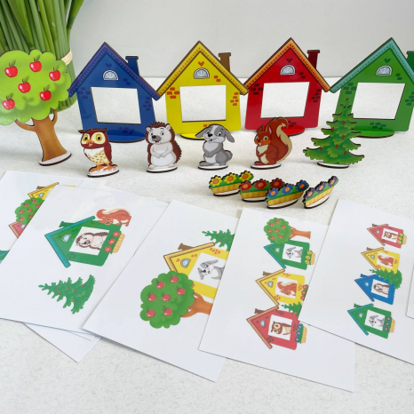 Дерев'яна гра - сортер на просторову орієнтацію "Хто у будиночках живе?" SP