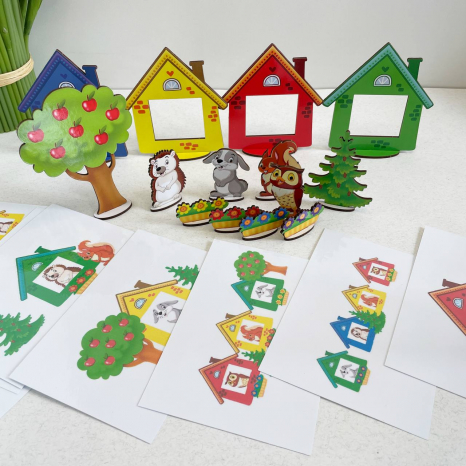 Дерев'яна гра - сортер на просторову орієнтацію "Хто у будиночках живе?" SP