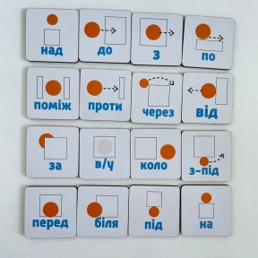 Набор деревянных фишек-пиктограмм Предлоги