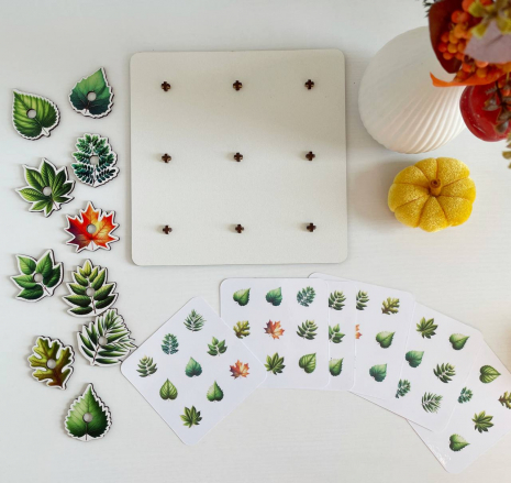 Дерев'яна гра-сортер з картками-завданнями Поляна з листочків SP