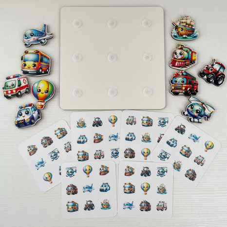 Дерев'яна гра дощечка Транспорт на липучках з картками завданнями SP