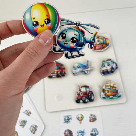 Дерев'яна гра дощечка Транспорт на липучках з картками завданнями SP