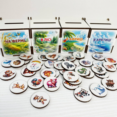 Боксы для сортировки В Лесу, Ферме, Арктике, Африке SP