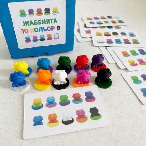 Гра для вивчення кольорів з картками завданнями Жабенята (10 кольорів)
