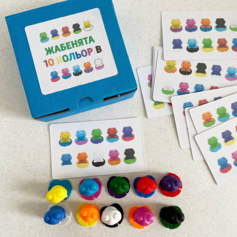 Гра для вивчення кольорів з картками завданнями Жабенята (10 кольорів)