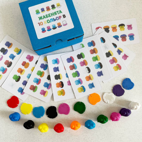 Гра для вивчення кольорів з картками завданнями Жабенята (10 кольорів)