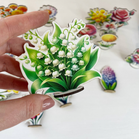 Набір дерев'яних фігурок на підставках Квіти