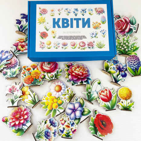 Набір дерев'яних фігурок на підставках Квіти