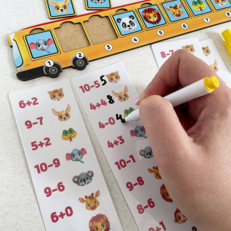 Обучающая игра с карточками Математический автобус