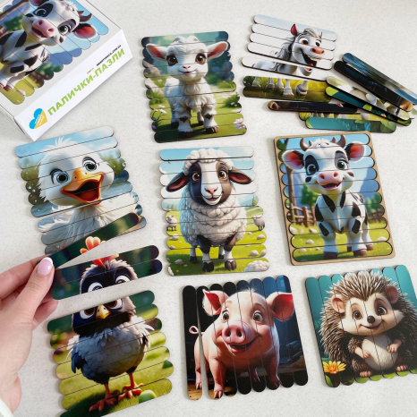 Набор деревянных пазлов из палочек На ферме SP