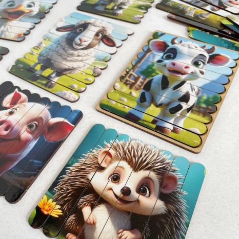 Набор деревянных пазлов из палочек На ферме SP