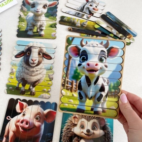 Набор деревянных пазлов из палочек На ферме SP