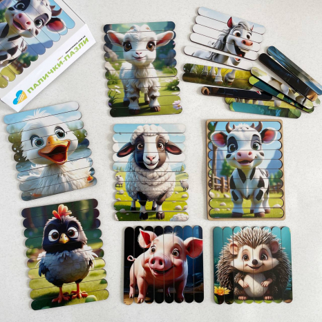 Набор деревянных пазлов из палочек На ферме SP