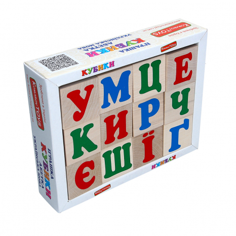 Дерев'яна гра Кубики "Українська абетка", Komarovtoys T601