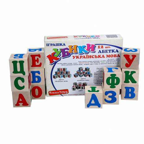 Дерев'яна гра Кубики "Українська абетка", Komarovtoys T601