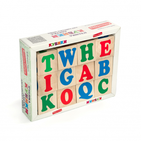 Дерев'яна гра Кубики "Англійська абетка", KomarovToys T603