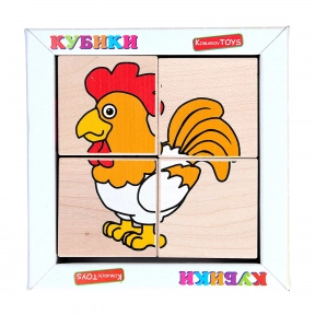 Дерев'яні кубики Склади малюнок Домашні тварини, Komarovtoys T609