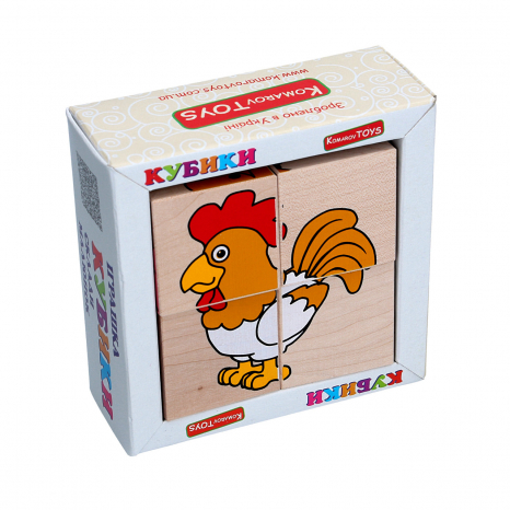 Дерев'яні кубики Склади малюнок Домашні тварини, Komarovtoys T609