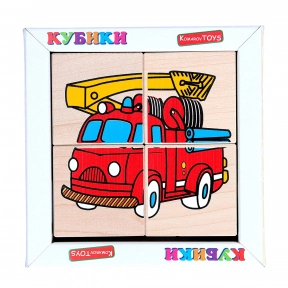 Дерев'яні кубики Склади малюнок Транспорт, Komarovtoys T610