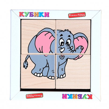 Дерев'яні кубики Склади малюнок Дикі тварини, Komarovtoys T611