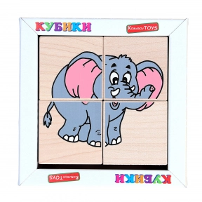 Дерев'яні кубики Склади малюнок Дикі тварини, Komarovtoys T611