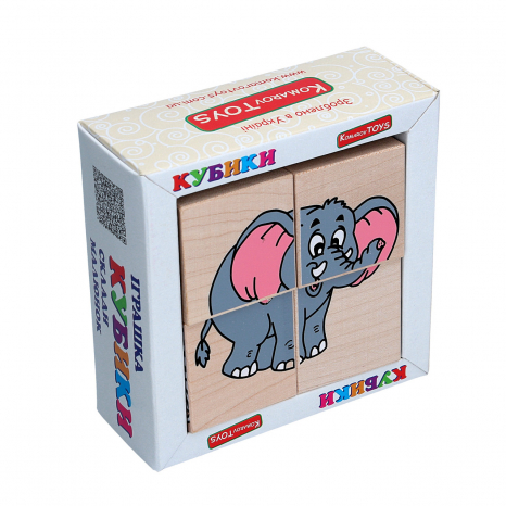 Дерев'яні кубики Склади малюнок Дикі тварини, Komarovtoys T611