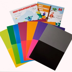 Набор цветной бумаги ТЕТРАДА Цветной дуэт А4 7л/14цв односторонняя 