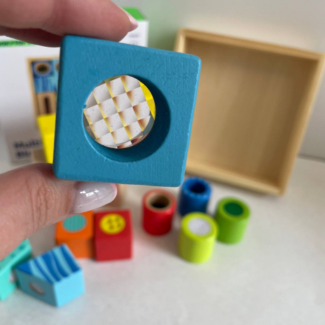Дерев'яний сенсорний набір кубики з різними текстурами брязкальця, світлові фільтри TK493