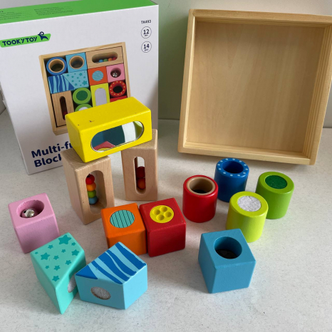 Дерев'яний сенсорний набір кубики з різними текстурами брязкальця, світлові фільтри TK493