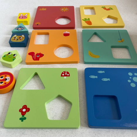 Деревянный подарочный набор для развития от 1 года, пазлы, пирамидка, изучение цветов форм TK754.