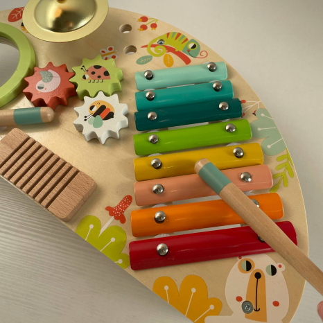 Дерев'яний музичний центр-столик з ксилофоном,шестернями TookyToy, TKC354A